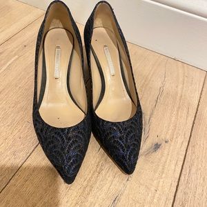 6.5 Nicholas Kirkwood Prism Navy Glitter Lace Heel